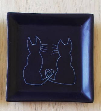 Cat Carved Stone Dish, Assorted Designs