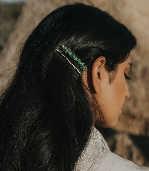 Hair Pins, Brass Beads and Semi-Precious Stone "Indali"