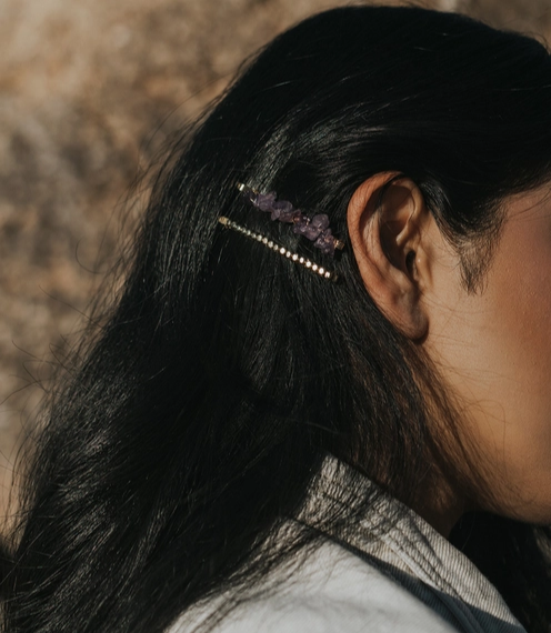 Hair Pins, Brass Beads and Semi-Precious Stone "Indali"