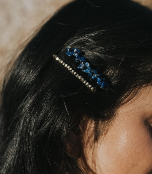 Hair Pins, Brass Beads and Semi-Precious Stone "Indali"