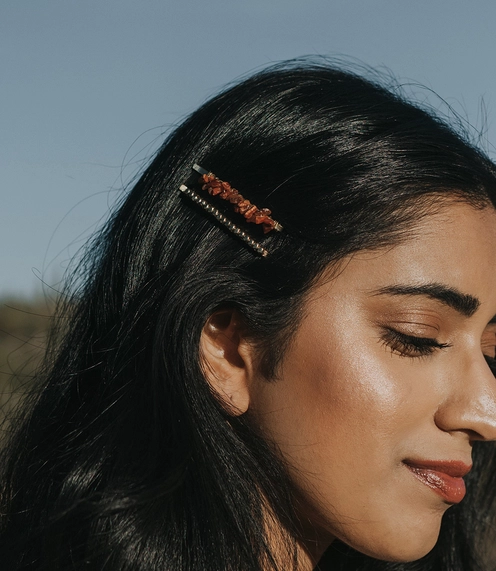 Hair Pins, Brass Beads and Semi-Precious Stone "Indali"