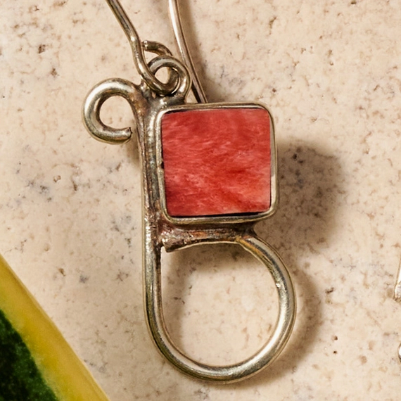 "Chala" Red  Spondylus Shell Earrings