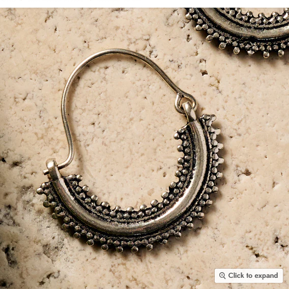 "Manake Arc" Silvertone Dangle Earrings