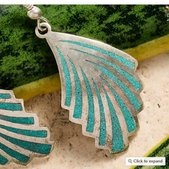 "Cila" Turquoise & Metal Dangle Wing Earrings