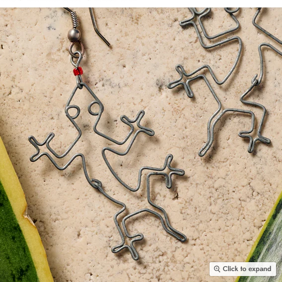 "Mjusi" Recycled Wire Gecko Dangle Earrings