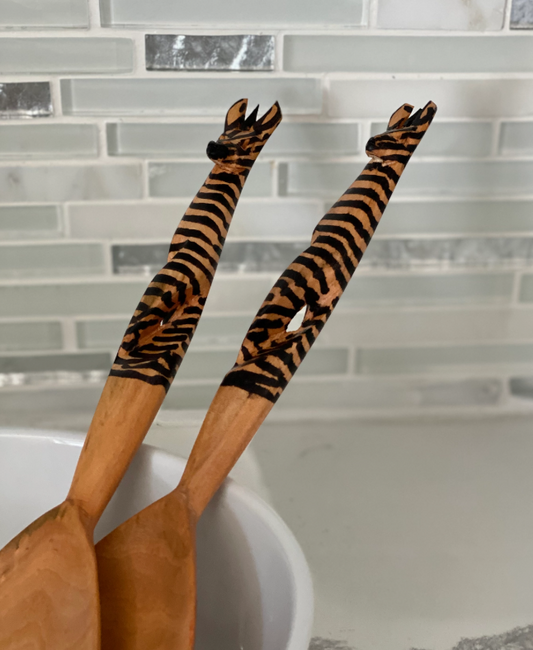 Zebra Twisted Salad Server Set
