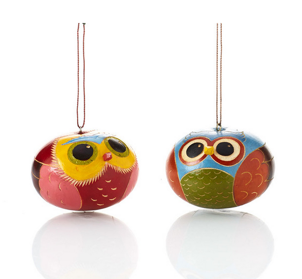 Colorful Owl Gourd Ornament