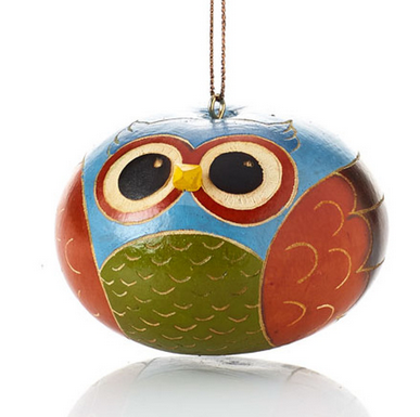 Colorful Owl Gourd Ornament