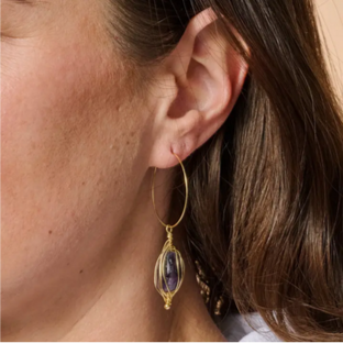 "Clarity" Amethyst Hoop Earrings