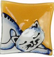 Fused Glass Dish, Cats