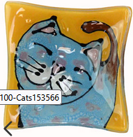 Fused Glass Dish, Cats