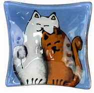 Fused Glass Dish, Cats