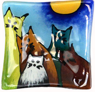 Fused Glass Dish, Cats