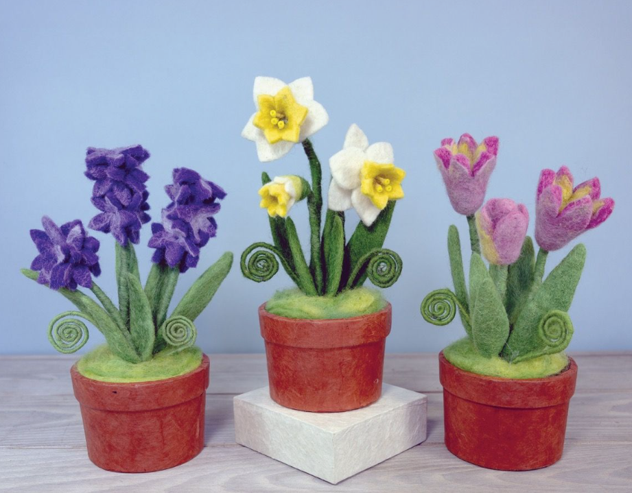 Felt Potted Trio Flowers
