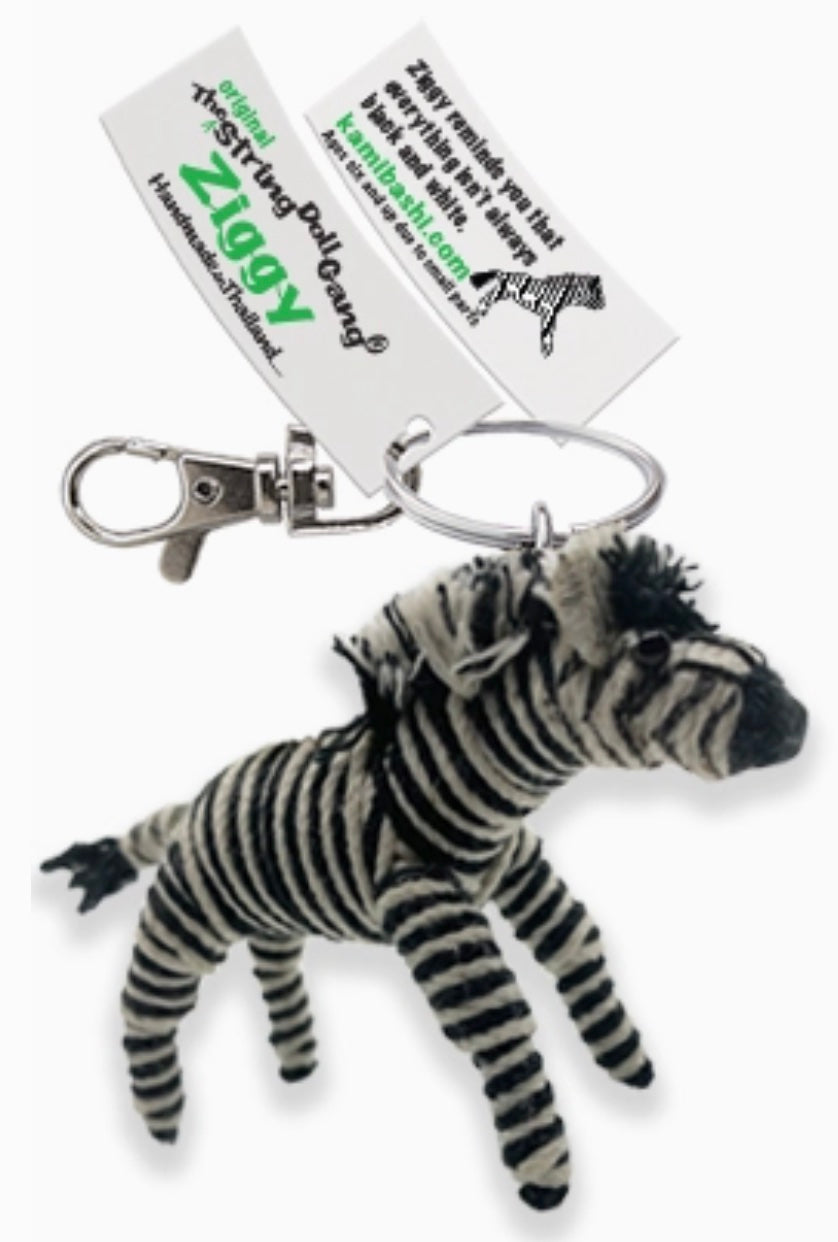 Keychain String Doll, "Ziggy the Zebra"