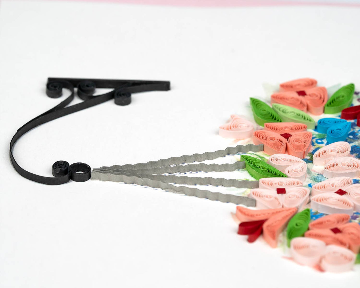 Quilled Greeting Card, "Mother's Day Hanging Flower Basket"