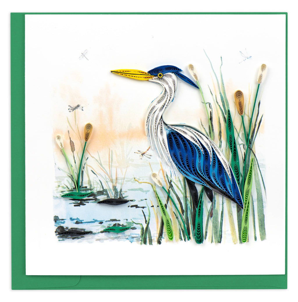 Quilled Greeting Card, "Great Blue Heron"