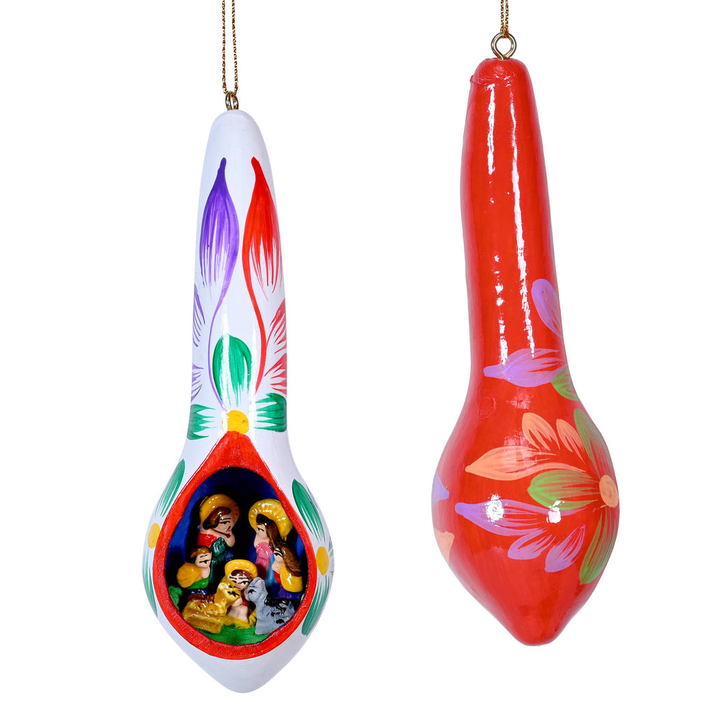 "Nativity Dew Drop" Gourd Ornament^