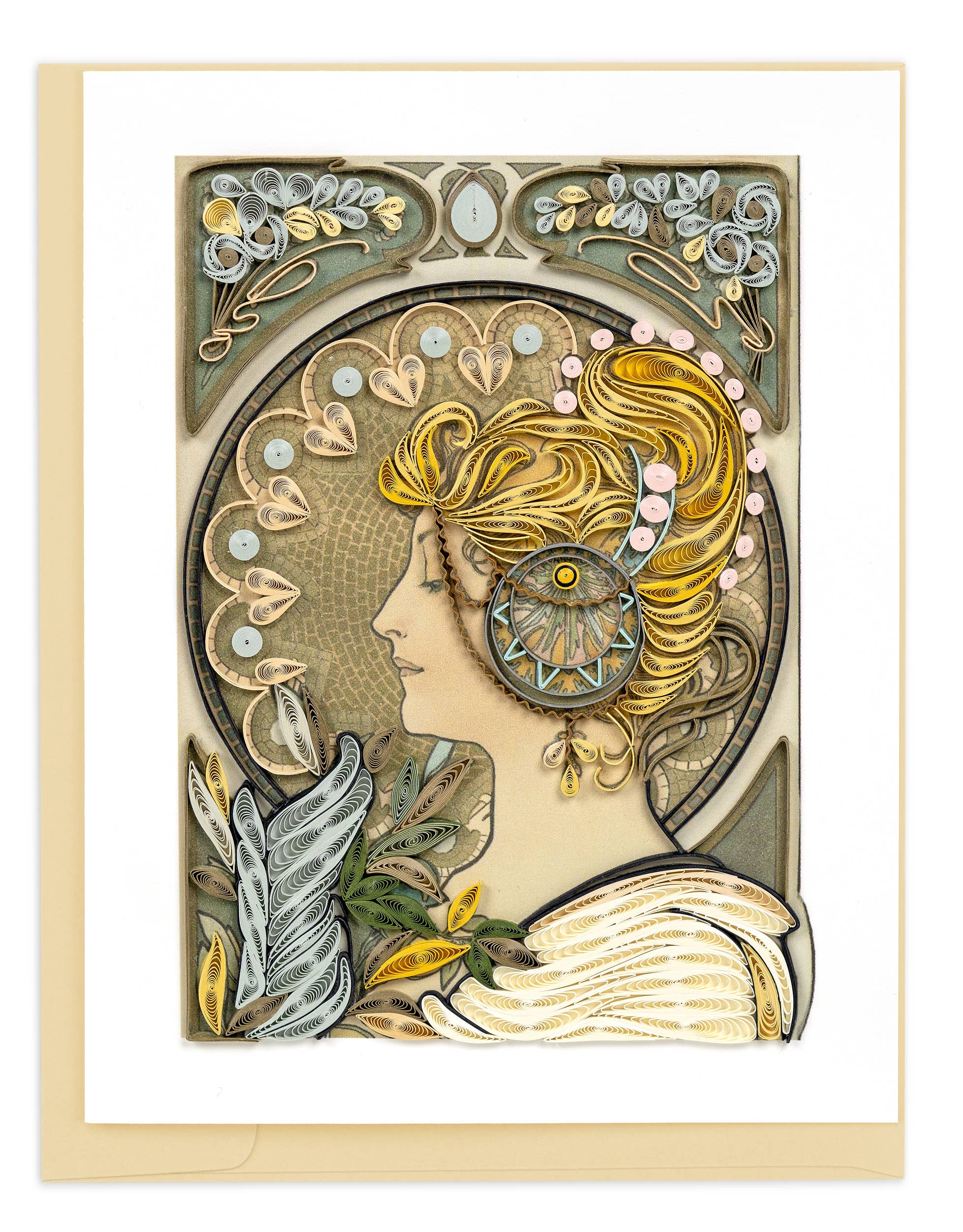 Artist Series Quilled Card - "La Plume", Mucha