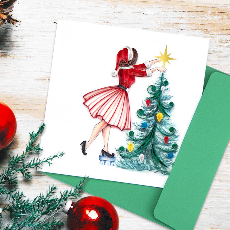 Quilled Greeting Card, “Christmas Lady”