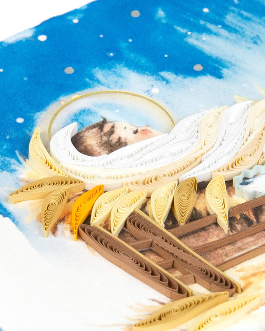 Quilled Greeting Card, "Baby Jesus in Manger"
