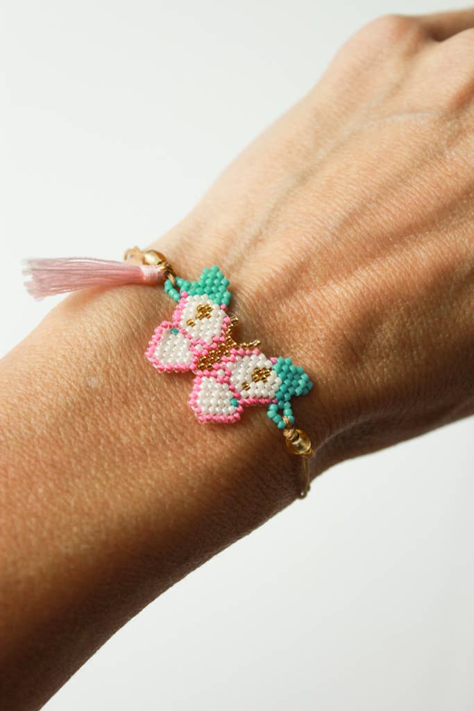 Beaded Butterfly Adjustable Bracelet