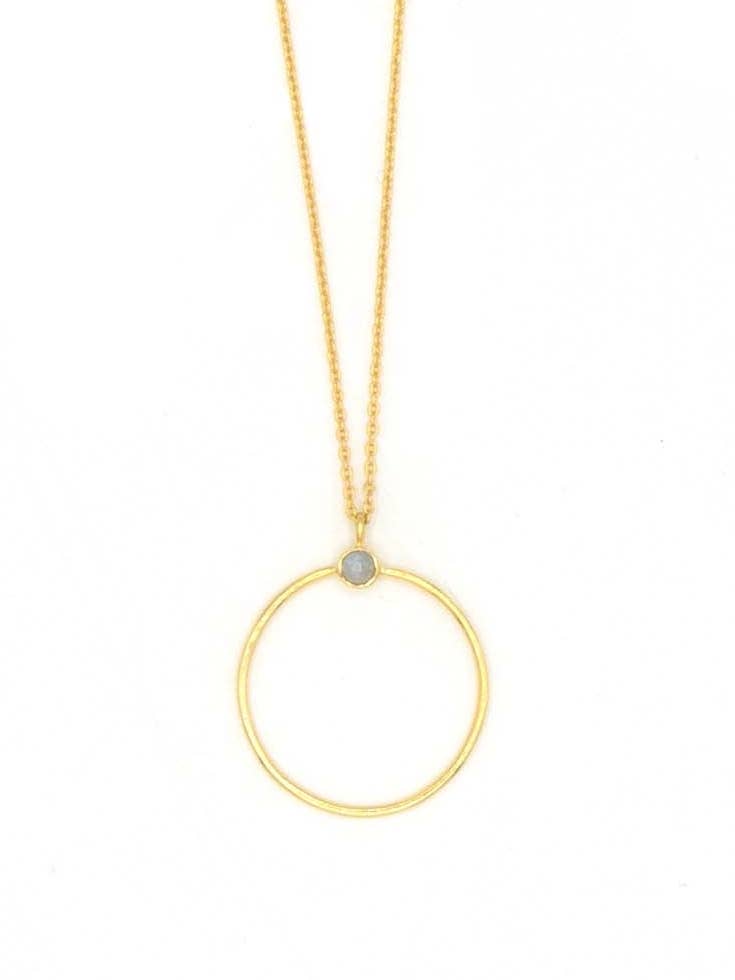 Necklace, White Stone Loop
