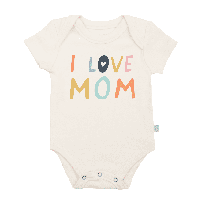 Organic Graphic Bodysuit, "I Love Mom"