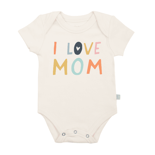 Organic Graphic Bodysuit, "I Love Mom"