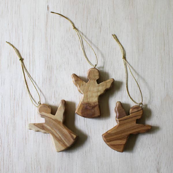 Olive Wood Angel Ornaments