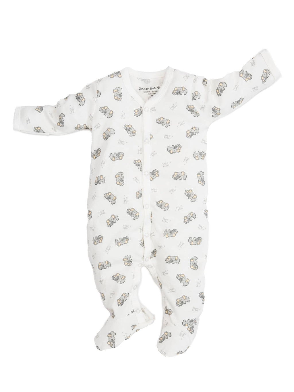 Organic Snap Footie, "Elephant Hugs and Kisses"