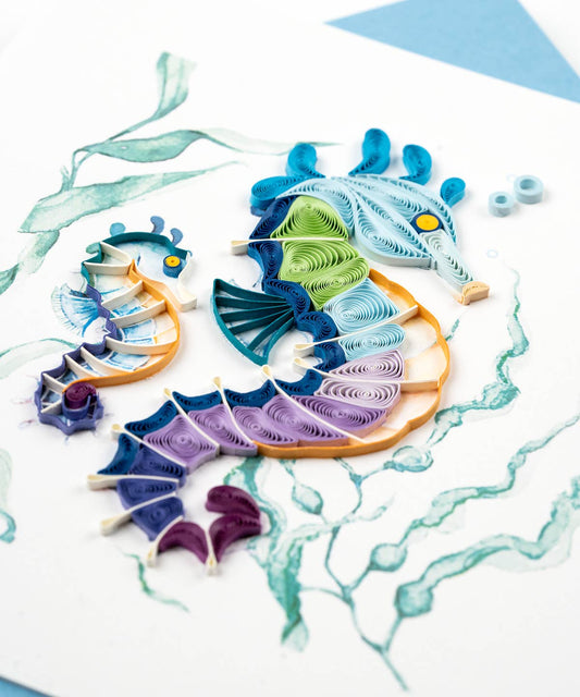 Quilled Greeting Card, "Colorful Seahorse"