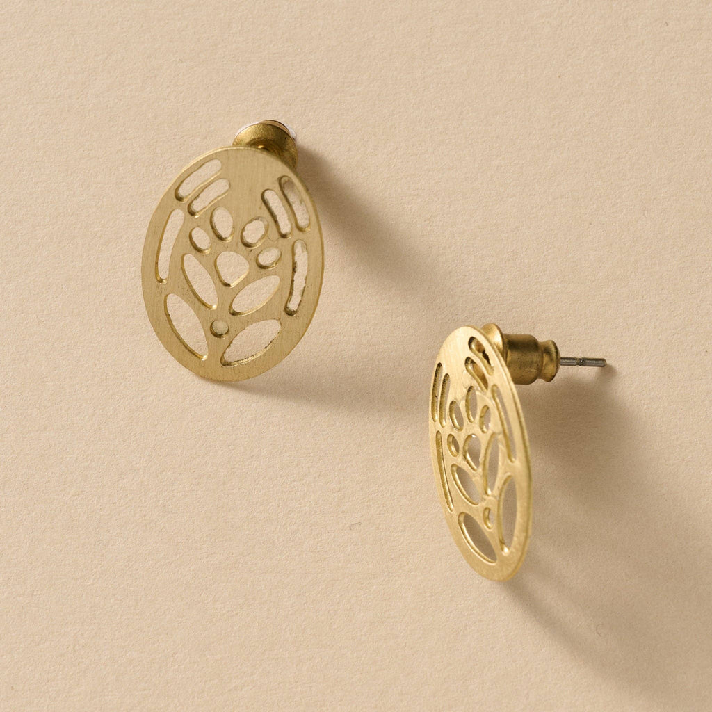 Jana Punched Brass Post Earrings