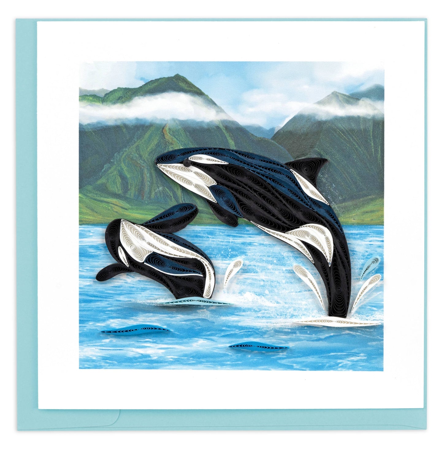 Quilled Greeting Card, "Orca Whales"
