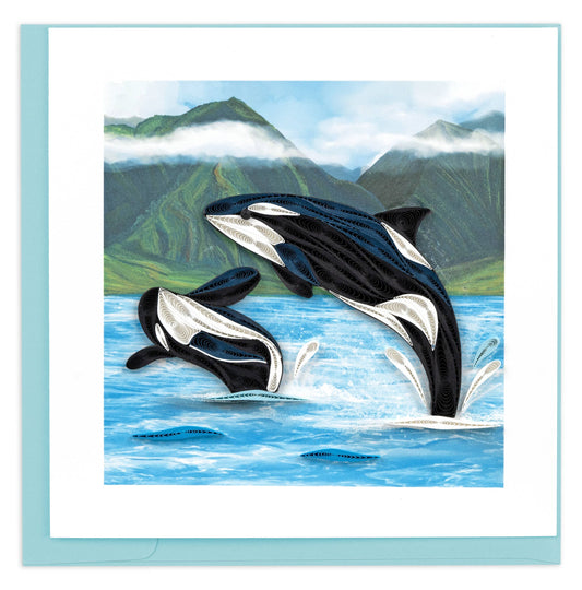 Quilled Greeting Card, "Orca Whales"