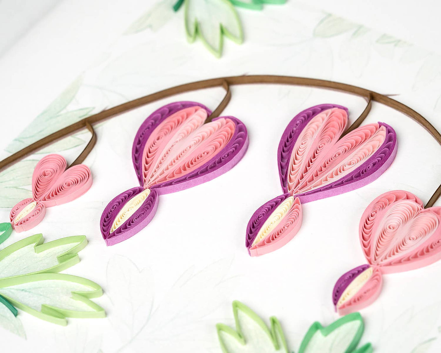 Quilled Greeting Card, "Bleeding Heart Flowers"