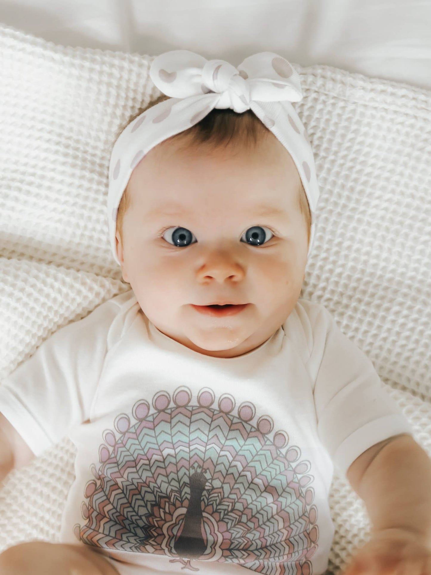 Organic Graphic Bodysuit, "Peacock"