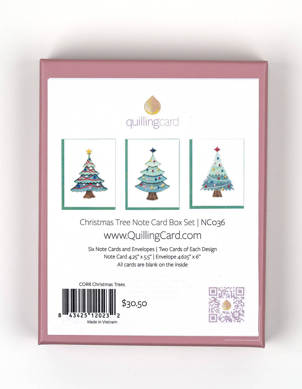 Quilled Christmas Trees Note Card Box Set