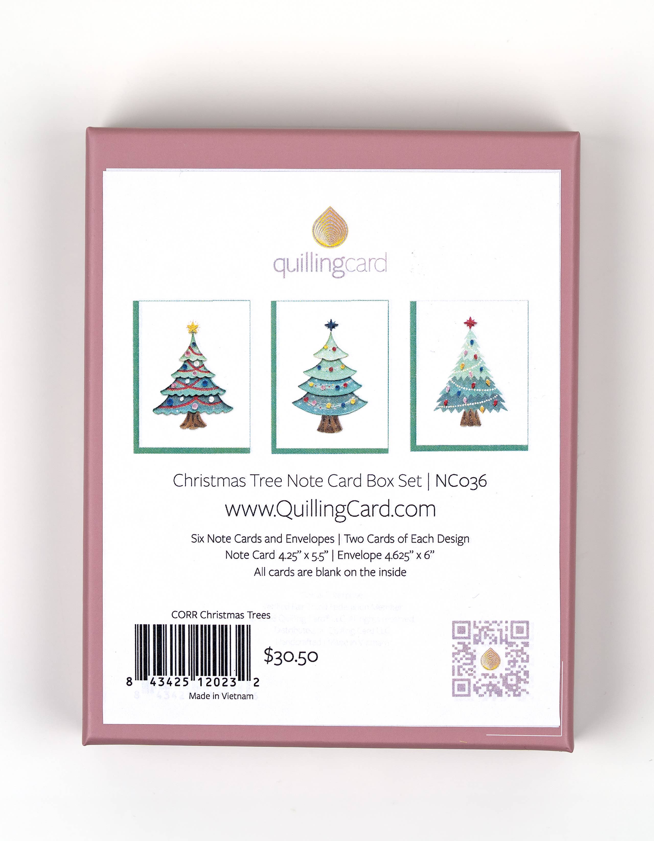 Quilled Christmas Trees Note Card Box Set