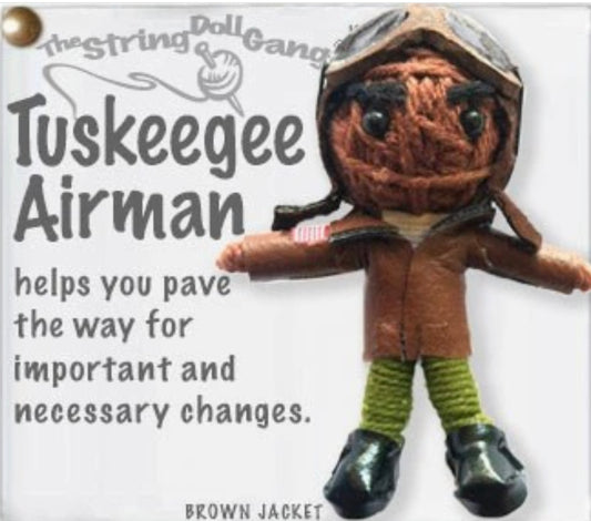 Keychain String Doll, "Tuskeegee Airman"