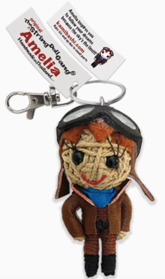Keychain String Doll, "Amelia Earhart"
