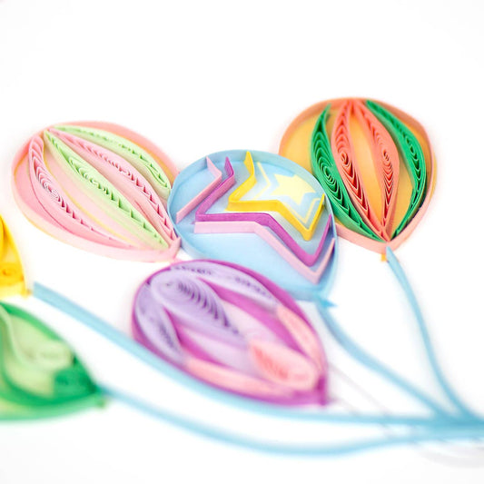 Quilled Greeting Card, "Colorful Balloon Bunch"