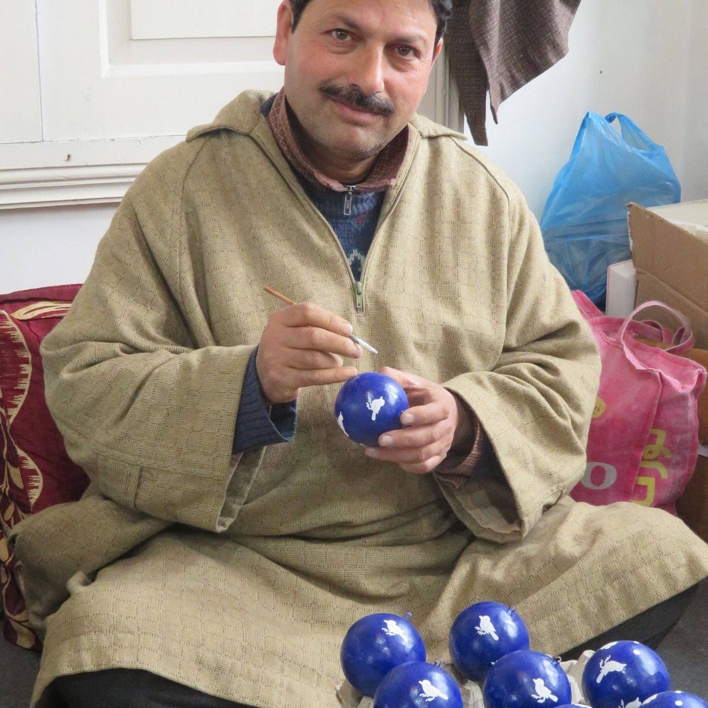 Red Poppy Flower Hand Painted Ornament