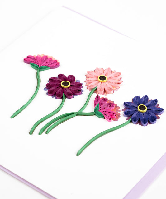 Quilled Greeting Card, "Gerbera Daisies"