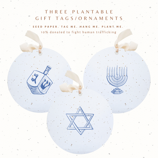 Plantable Seed Gift Tags, Hanukkah Symbols