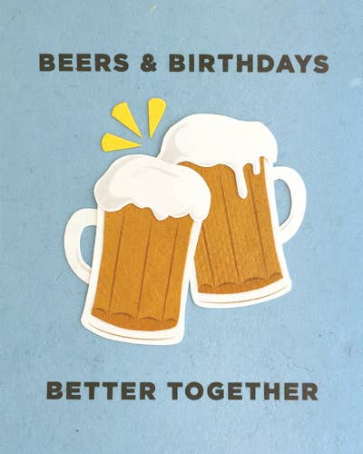 Recycled Paper Cards, "Cheers Emoji Birthday"