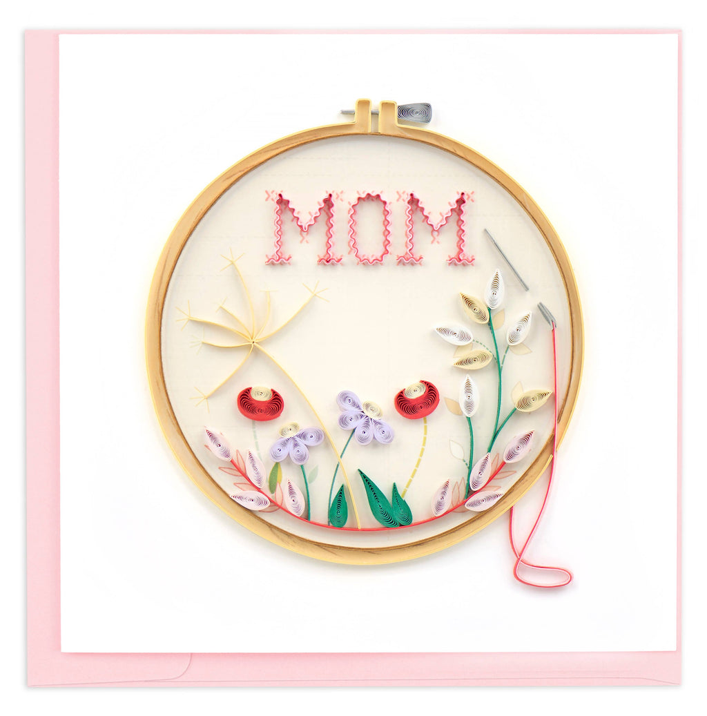 Quilled Greeting Card, "Mom Cross Stitch"