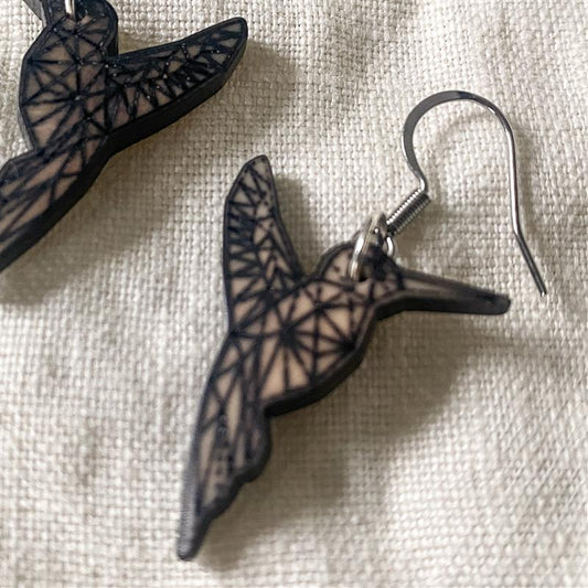 Tagua Hummingbird Drop Earrings