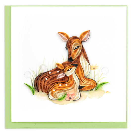 Quilled Greeting Card, "Doe and Fawn"