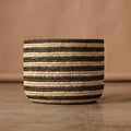Brown Striped Palm Leaf Basket 17"